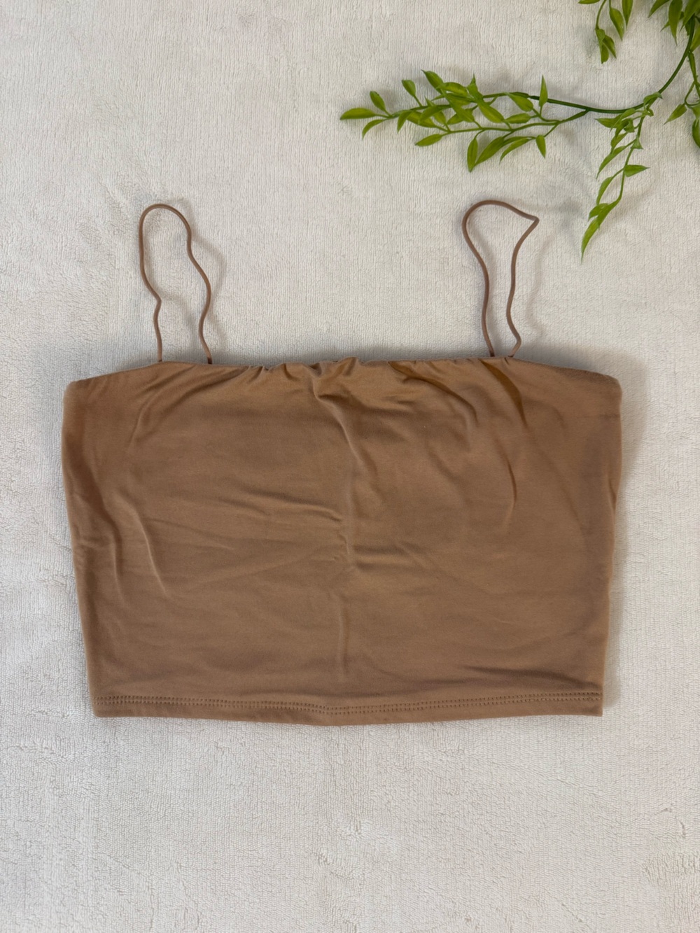Windsor | Tan Cropped Top with Spaghetti Straps